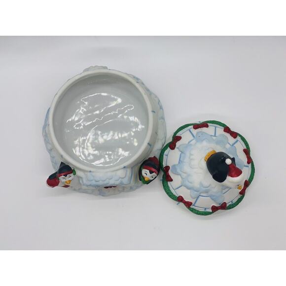 Figis 1995 Penguins On Igloo Trinket/candy Dish/Box With Lid Approx 4.5”x 5” - Picture 7 of 8